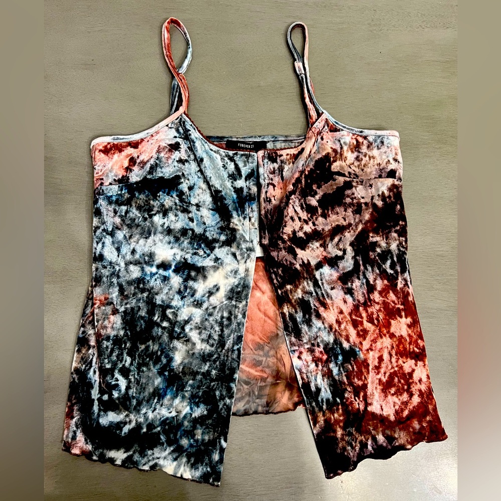 Forever 21 NWT Multicolor Tie-Dye effect sexy velvety top